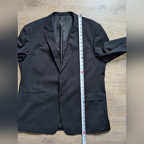 Lanfranco Classic Black Men's Pinstripe Suit Jacket Formal Refined Sleek - Picture 8 of 15
